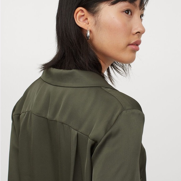 H&M Satin Olive Green Blouse - Picture 3 of 5